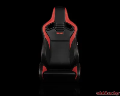 Braum Racing Elite V2 Series Sport Seats (Pair) - Black|Red Leatherette - BRR1-BKRD2