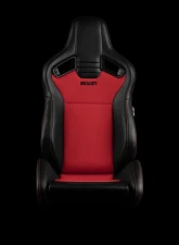 Braum Racing Elite V2 Series Sport Seats (Pair) - Black Leatherette|Red Fabric                                     - BRR1-BKRF2 - Image 2