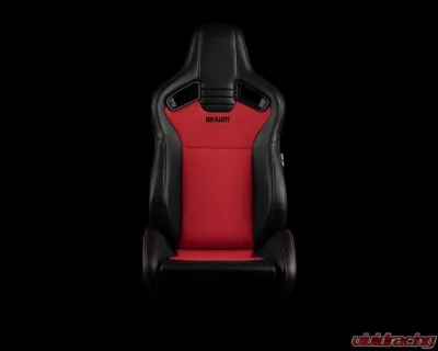 Braum Racing Elite V2 Series Sport Seats (Pair) - Black Leatherette|Red Fabric - BRR1-BKRF2