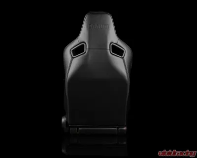 Braum Racing Elite V2 Series Sport Seats (Pair) - Black Leatherette|Red Fabric - BRR1-BKRF2