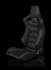 Braum Racing Elite Series Sport Seats (Pair) - Black Leatherette w/ Red Stitching                                     - BRR1-BKRS - Image 5