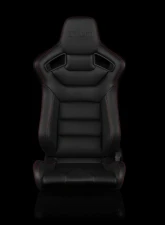 Braum Racing Elite Series Sport Seats (Pair) - Black Leatherette w/ Red Stitching                                     - BRR1-BKRS - Image 2