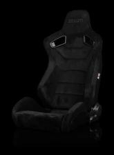 Braum Racing Elite Series Sport Seats (Pair) - Black Suede w/ Grey Stitching                                     - BRR1-BKSD - Image 5