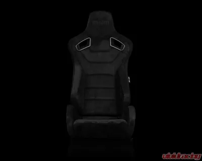 Braum Racing Elite Series Sport Seats (Pair) - Black Suede w/ Grey Stitching - BRR1-BKSD