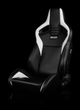 Braum Racing Elite V2 Series Sport Seats (Pair) - Black|White Leatherette                                     - BRR1-BKWW2 - Image 5