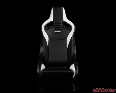 Braum Racing Elite V2 Series Sport Seats (Pair) - Black|White Leatherette - BRR1-BKWW2