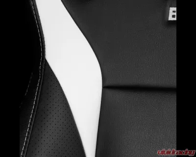Braum Racing Elite V2 Series Sport Seats (Pair) - Black|White Leatherette - BRR1-BKWW2