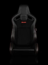 Braum Racing Elite V2 Series Sport Seats (Pair) - Black Leatherette|Black Suede w/ Red Stitching                                     - BRR1-BSRS2 - Image 2