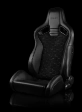 Braum Racing Elite V2 Series Sport Seats (Pair) - Black Leatherette|Honeycomb Suede w/ Grey Stitching                                     - BRR1-HXGS2 - Image 5