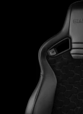 Braum Racing Elite V2 Series Sport Seats (Pair) - Black Leatherette|Honeycomb Suede w/ Grey Stitching                                     - BRR1-HXGS2 - Image 4