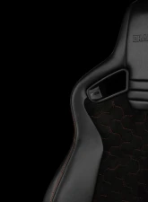 Braum Racing Elite V2 Series Sport Seats (Pair) - Black Leatherette|Honeycomb Suede w/ Red Stitching                                     - BRR1-HXRS2 - Image 4