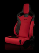 Braum Racing Elite V2 Series Sport Seats (Pair) - Black Leatherette|Red Jacquard - Low Base Version                                     - BRR1-RFLB2 - Image 4