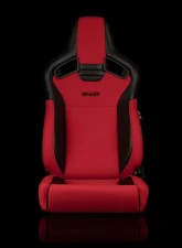 Braum Racing Elite V2 Series Sport Seats (Pair) - Black Leatherette|Red Jacquard - Low Base Version                                     - BRR1-RFLB2 - Image 2