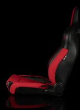 Braum Racing Elite V2 Series Sport Seats (Pair) - Black Leatherette|Red Jacquard - Low Base Version                                     - BRR1-RFLB2 - Image 3