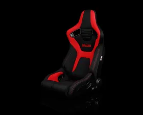 Braum Racing Elite-R Series Sport Seats (Pair) - Black|Red Cloth