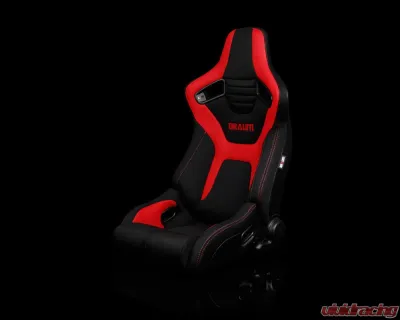 Braum Racing Elite-R Series Sport Seats (Pair) - Black|Red Cloth - BRR1R-BFRD