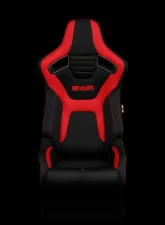Braum Racing Elite-R Series Sport Seats (Pair) - Black|Red Cloth                                     - BRR1R-BFRD - Image 2