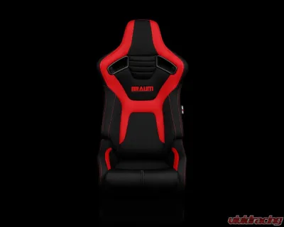 Braum Racing Elite-R Series Sport Seats (Pair) - Black|Red Cloth - BRR1R-BFRD