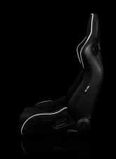 Braum Racing Elite-R Series Sport Seats (Pair) - Black Cloth w/ White Trim                                     - BRR1R-BFWP - Image 3