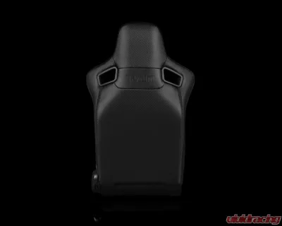 Braum Racing Elite-R Series Sport Seats (Pair) - Black Cloth w/ White Trim - BRR1R-BFWP