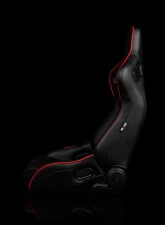 Braum Racing Elite-R Series Sport Seats (Pair) - Black Leatherette w/ Red Trim                                     - BRR1R-BKRP - Image 3