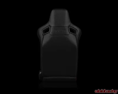 Braum Racing Elite-R Series Sport Seats (Pair) - Black Leatherette w/ Red Trim - BRR1R-BKRP