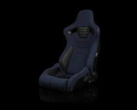 Braum Racing Elite-R Series Sport Seats (Pair) - Blue Cloth w/ Black Trim