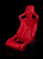 Braum Racing Elite-R Series Sport Seats (Pair) - Red Leatherette w/ Black Trim                                     - BRR1R-RDBP - Image 5