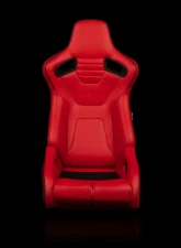 Braum Racing Elite-R Series Sport Seats (Pair) - Red Leatherette w/ Black Trim                                     - BRR1R-RDBP - Image 2