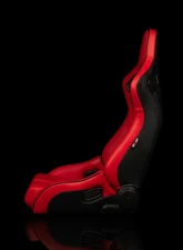Braum Racing Elite-R Series Sport Seats (Pair) - Red Leatherette w/ Black Trim                                     - BRR1R-RDBP - Image 3