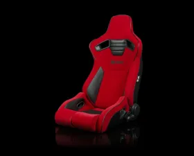Braum Racing Elite-R Series Sport Seats (Pair) - Red Cloth w/ Black Trim