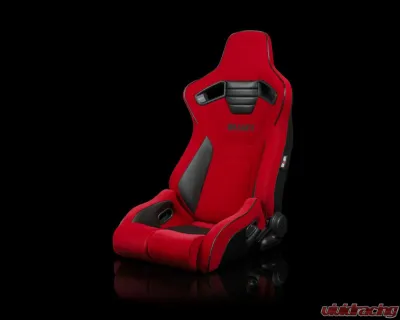 Braum Racing Elite-R Series Sport Seats (Pair) - Red Cloth w/ Black Trim - BRR1R-RFBP