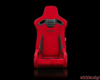 Braum Racing Elite-R Series Sport Seats (Pair) - Red Cloth w/ Black Trim - BRR1R-RFBP
