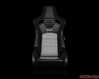 Braum Racing Elite-S Series Sport Seats (Pair) - Black Leatherette|Black Houndstooth - BRR1S-BKBH