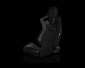 Braum Racing Elite-S Series Sport Seats (Pair) - Black Leatherette|Black Cloth