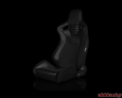 Braum Racing Elite-S Series Sport Seats (Pair) - Black Leatherette|Black Cloth - BRR1S-BKBS