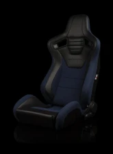 Braum Racing Elite-S Series Sport Seats (Pair) - Black Leatherette|Blue Cloth                                     - BRR1S-BKBU - Image 5