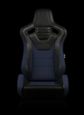 Braum Racing Elite-S Series Sport Seats (Pair) - Black Leatherette|Blue Cloth                                     - BRR1S-BKBU - Image 2