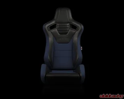 Braum Racing Elite-S Series Sport Seats (Pair) - Black Leatherette|Blue Cloth - BRR1S-BKBU