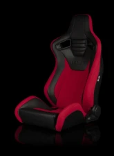 Braum Racing Elite-S Series Sport Seats (Pair) - Black Leatherette|Red Cloth                                     - BRR1S-BKRD - Image 5