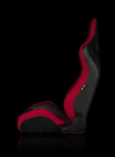 Braum Racing Elite-S Series Sport Seats (Pair) - Black Leatherette|Red Cloth                                     - BRR1S-BKRD - Image 3
