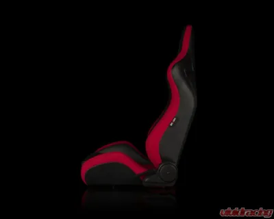 Braum Racing Elite-S Series Sport Seats (Pair) - Black Leatherette|Red Cloth - BRR1S-BKRD