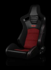 Braum Racing Elite-S Series Sport Seats (Pair) - Black Leatherette|Red Houndstooth                                     - BRR1S-BKRH - Image 5