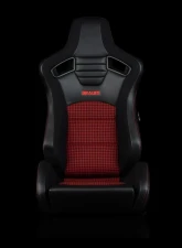 Braum Racing Elite-S Series Sport Seats (Pair) - Black Leatherette|Red Houndstooth                                     - BRR1S-BKRH - Image 2