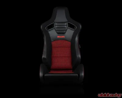 Braum Racing Elite-S Series Sport Seats (Pair) - Black Leatherette|Red Houndstooth - BRR1S-BKRH