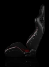 Braum Racing Elite-S Series Sport Seats (Pair) - Black Leatherette|Red Houndstooth                                     - BRR1S-BKRH - Image 3