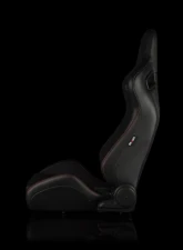 Braum Racing Elite-S Series Sport Seats (Pair) - Black Leatherette|Red Plaid w/ Red Stitching                                     - BRR1S-RDPF - Image 3
