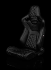 Braum Racing Elite-X Series Sport Seats (Pair) - Black Diamond w/ Black Trim                                     - BRR1X-BDDGS - Image 4