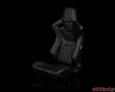 Braum Racing Elite-X Series Sport Seats (Pair) - Black Diamond w/ Black Trim - BRR1X-BDDGS