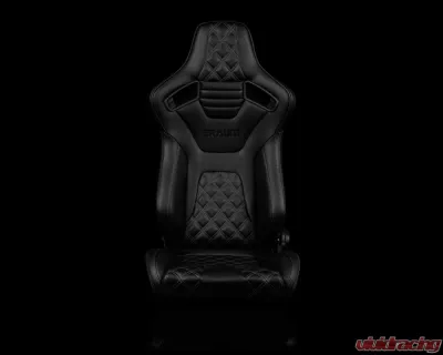 Braum Racing Elite-X Series Sport Seats (Pair) - Black Diamond w/ Black Trim - BRR1X-BDDGS